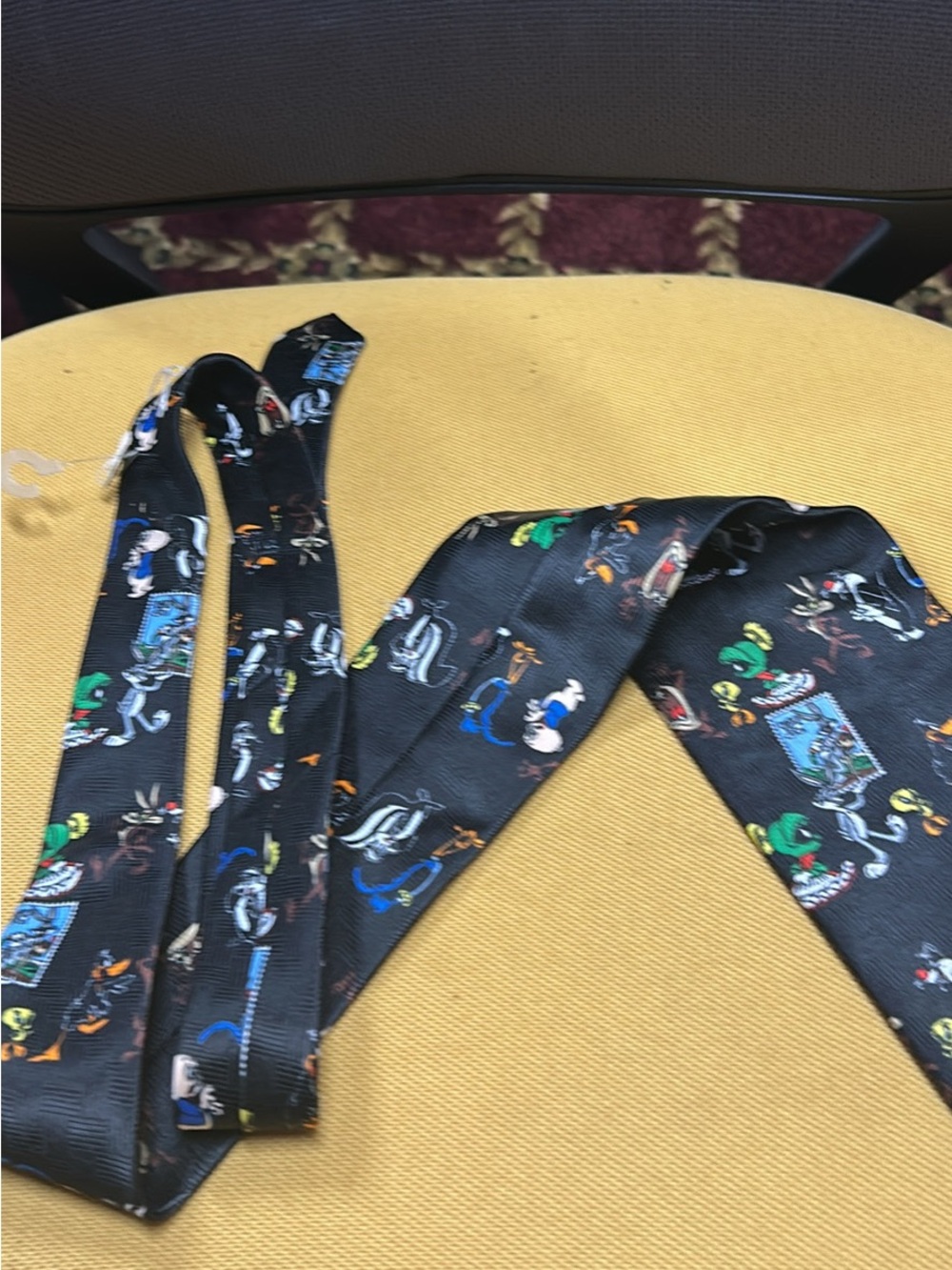 Black Novelty Cartoon Print Men's Tie